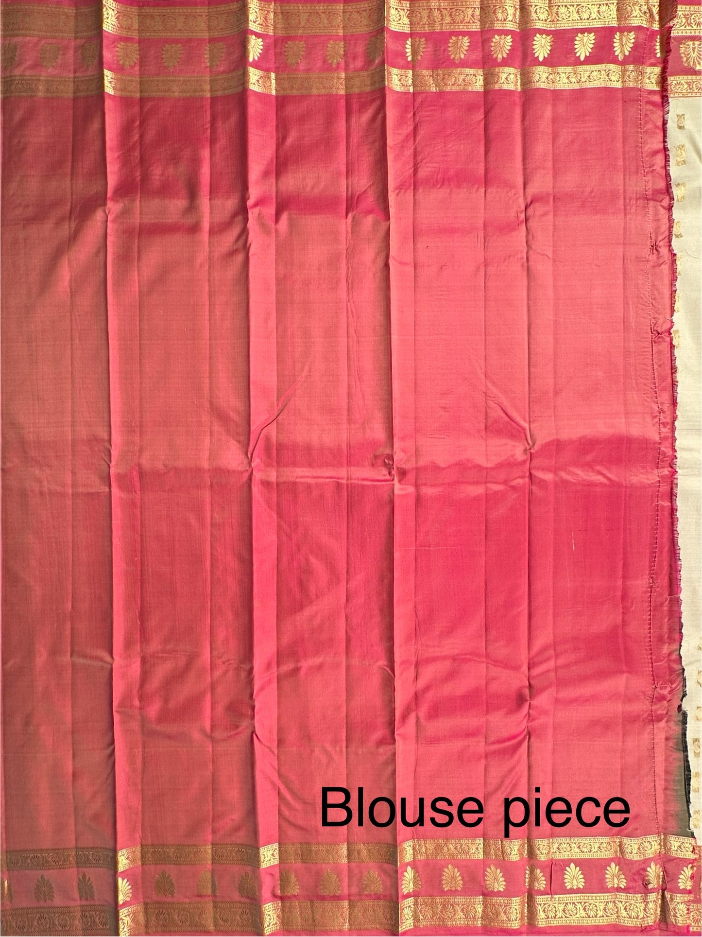 Beige Pondicherry Handloom Pure Silk Saree