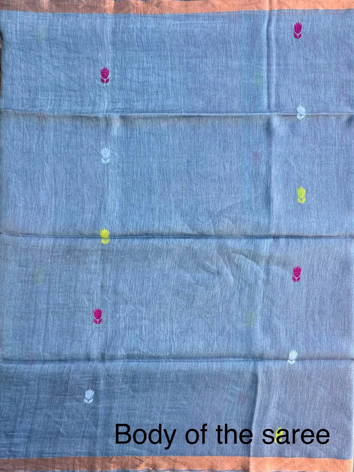 Firozi Fancy Cotton Tissue Saree ( Linen Texture)