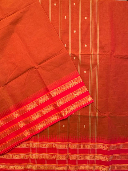 Rust Narayanpet Cotton Saree
