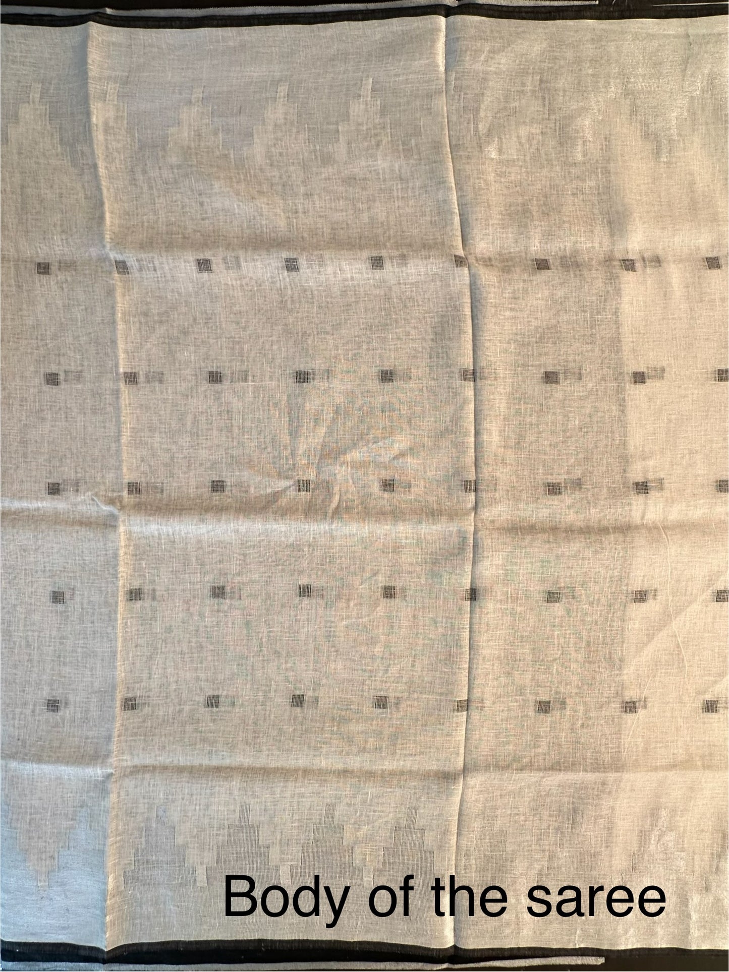 Off White-Grey Linen Saree