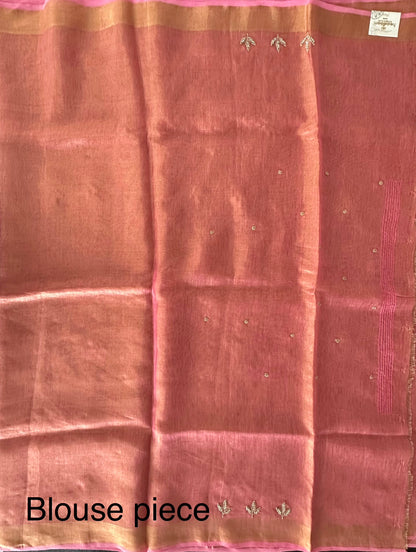 Pink Linen Tissue Saree