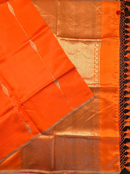 Orange-Coral Vedika Banarasi Pure Silk Saree