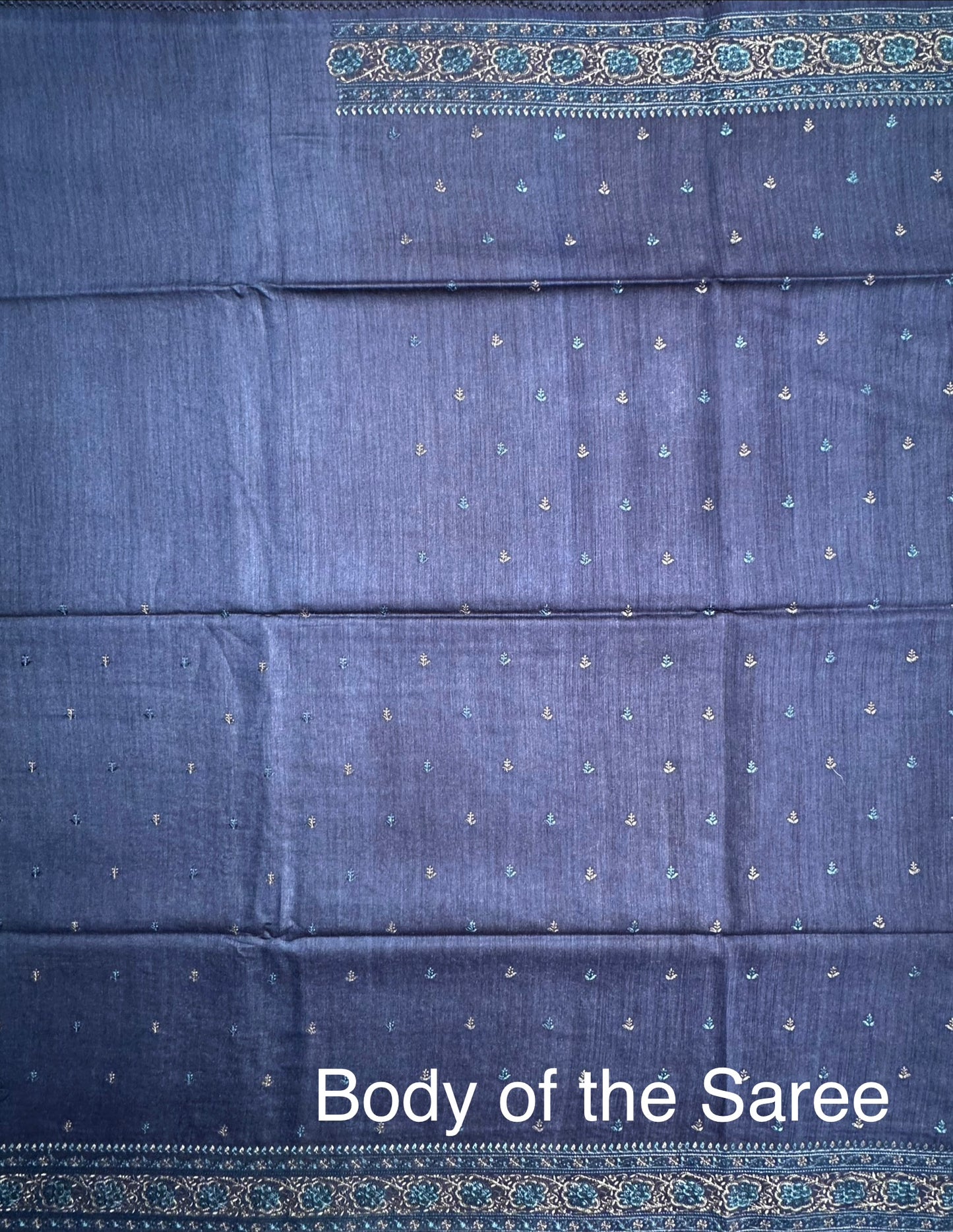 Navy Blue Muga Silk Saree