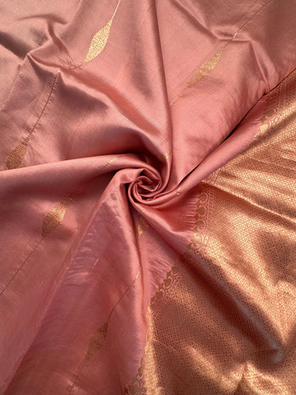 Pink-Baby Pink-Grey Vedika Banarasi Pure Silk Saree