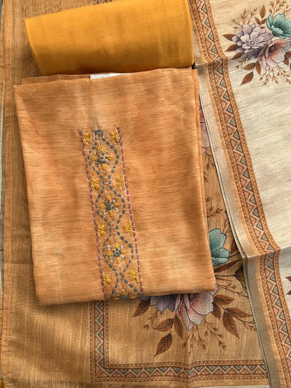 Mustard Fancy Cotton 3-Piece Suit
