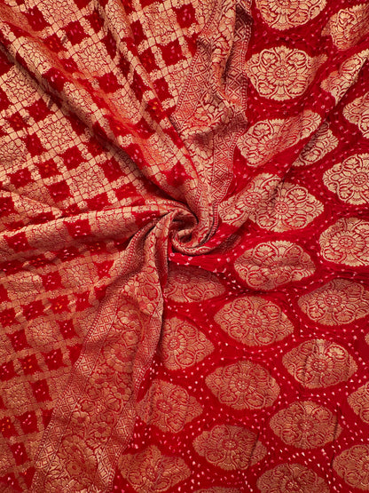 Red Gharchola Bandhej Pure Georgette Saree