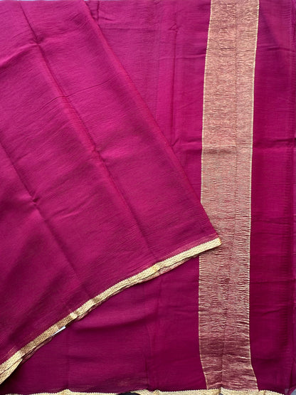 Wine Pure Chiffon Saree