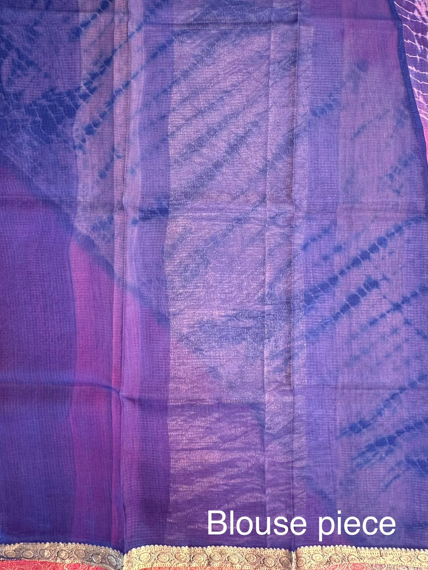 Rani-Blue Shibori Kota Doria Pure Silk Saree