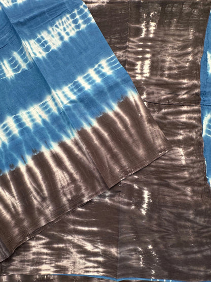 Blue-Black Batik Pure Cotton Saree