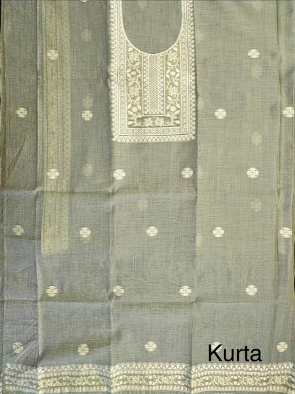 Pista Green Cotton 3-Piece Suit