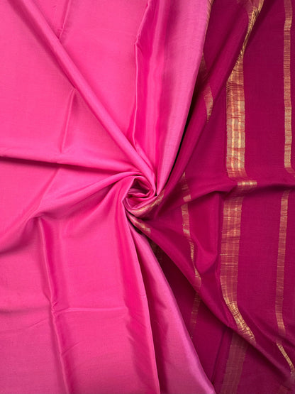 Pink-Magenta Pure Mysore Crepe Saree