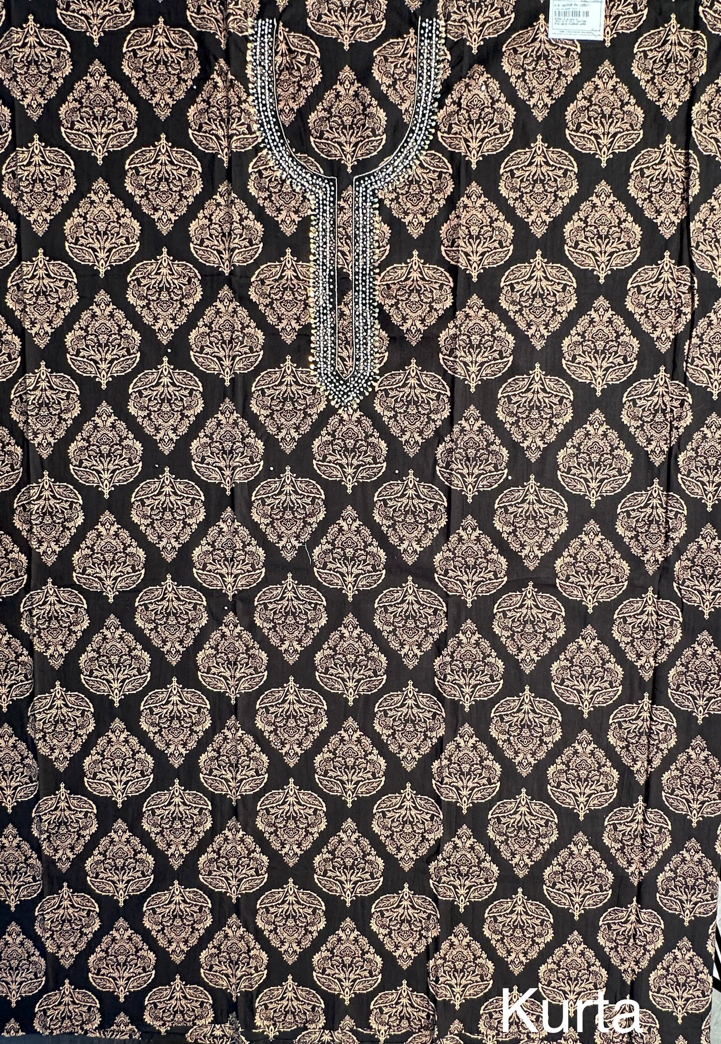 Black Printed Cotton 3-Piece Suit