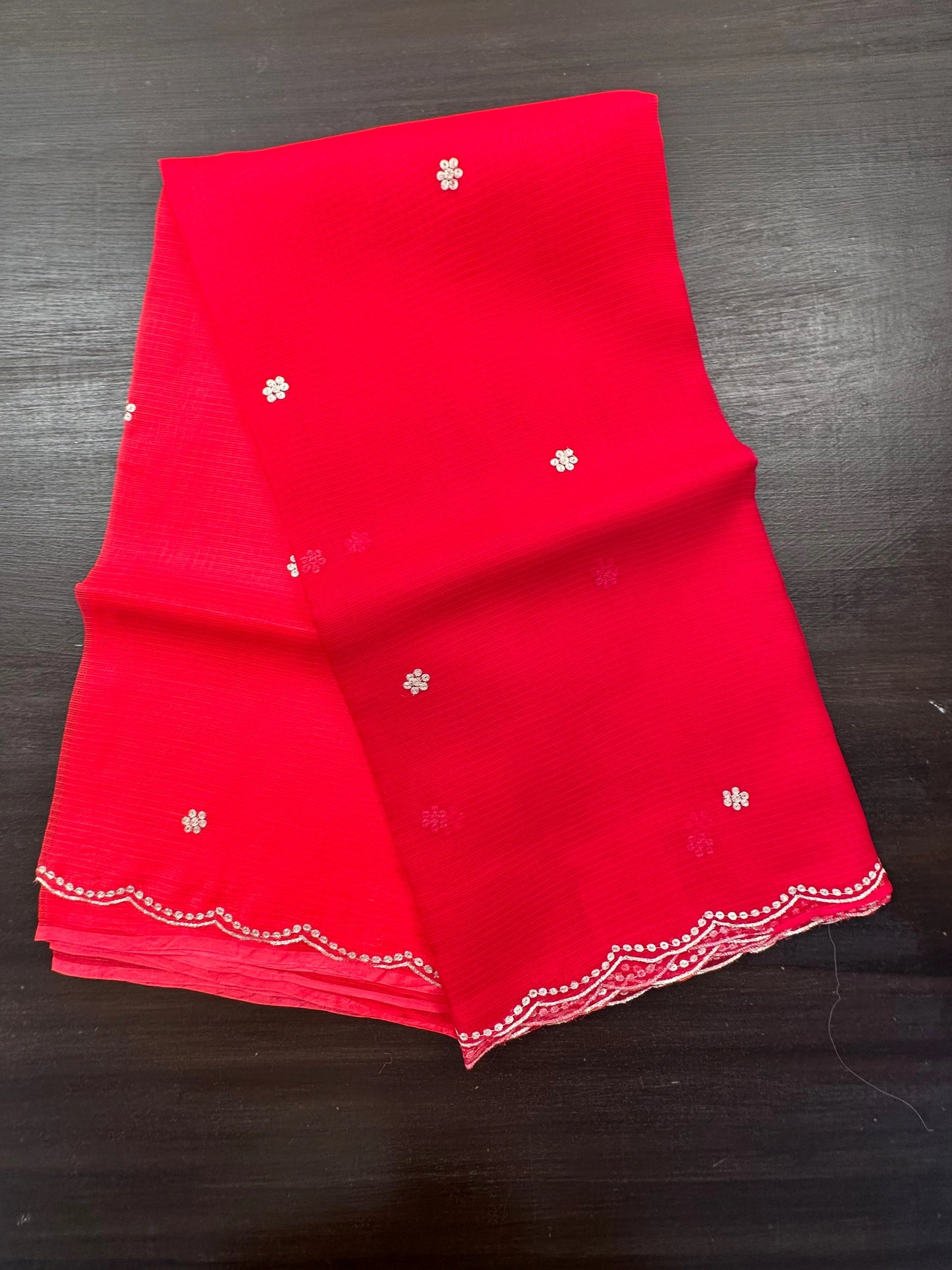 Red Gitika Kota Doria Pure Silk Saree