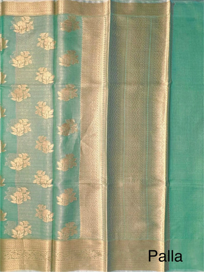 Sea Green Arvita Kota Doria Fancy Cotton Saree