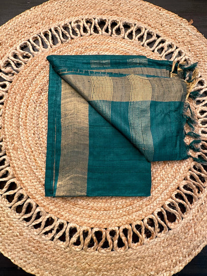 Rama Green Pure Tussar Silk Saree