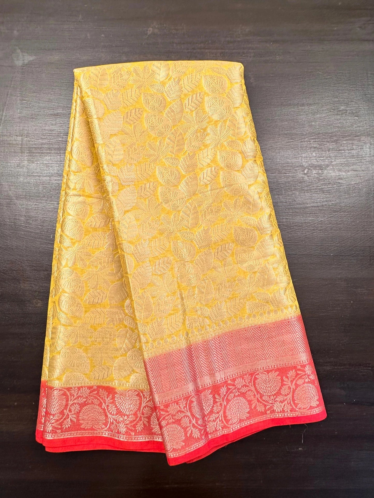 Yellow-Red Vartika Tissue Saree