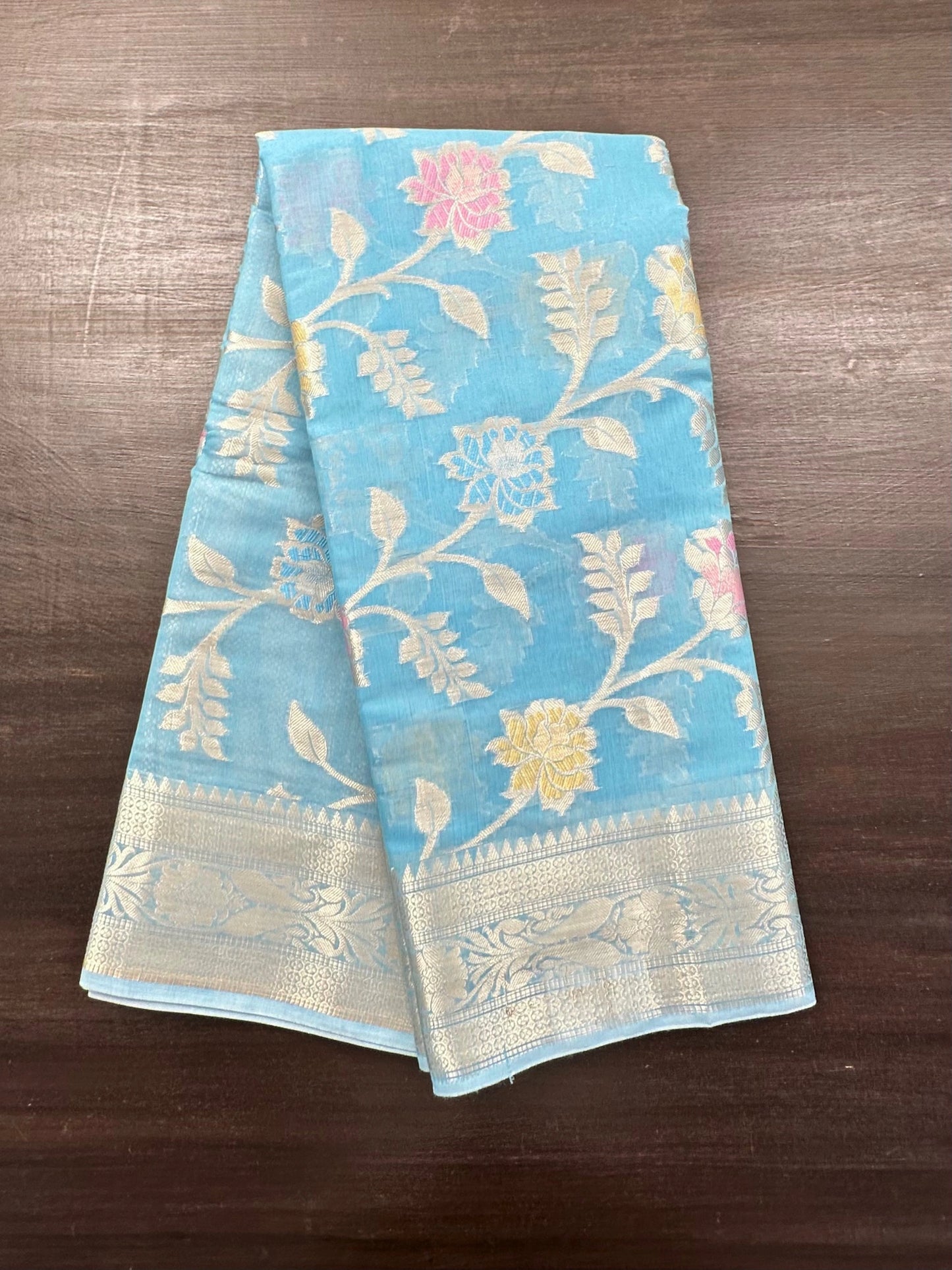 Firozi Tarini Fancy Chanderi Saree