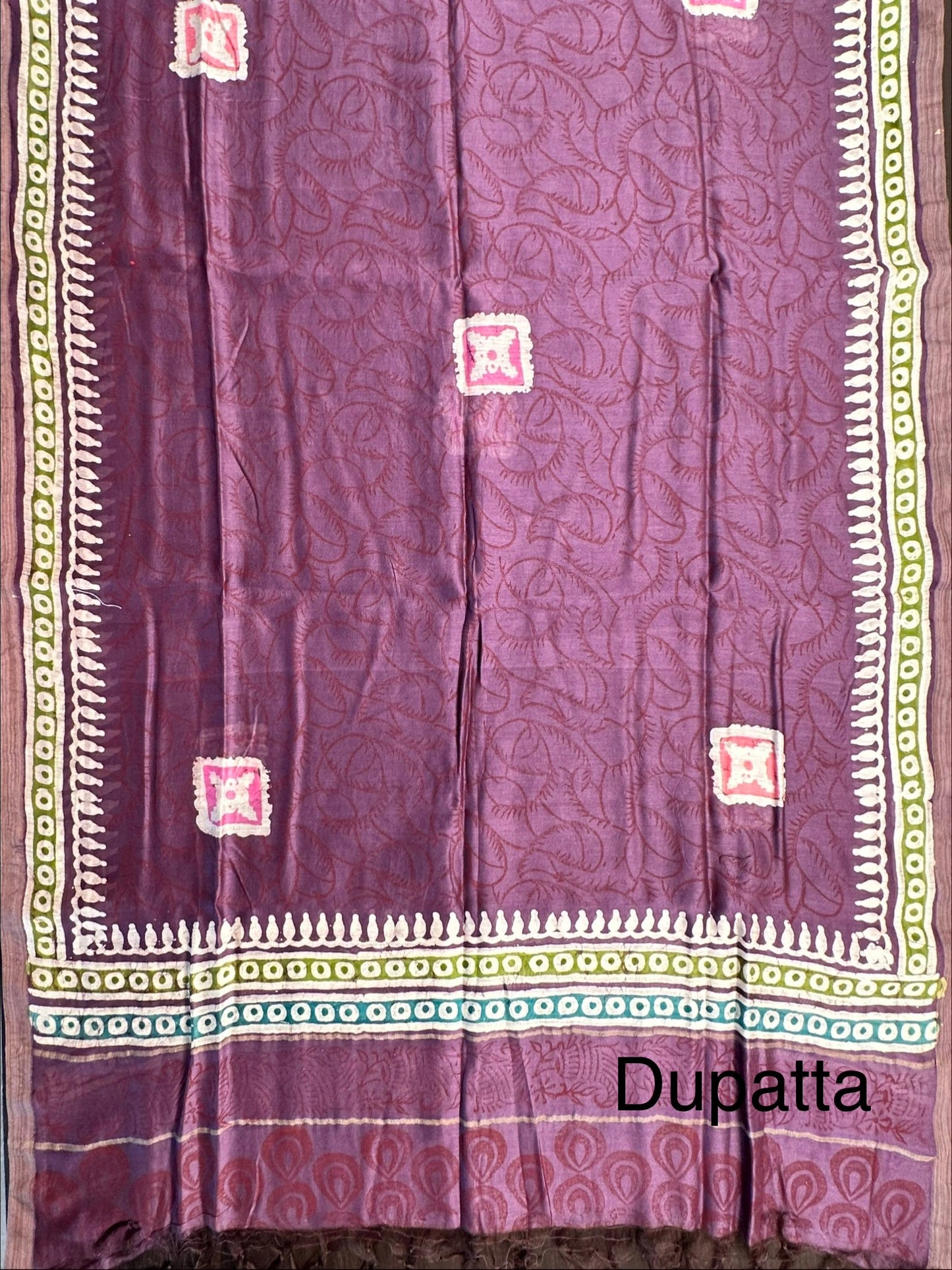 Purple Trisha Printed Chanderi 3-Piece Unstitched Suit