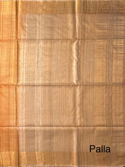 Mustard Handloom Tussar Silk Saree