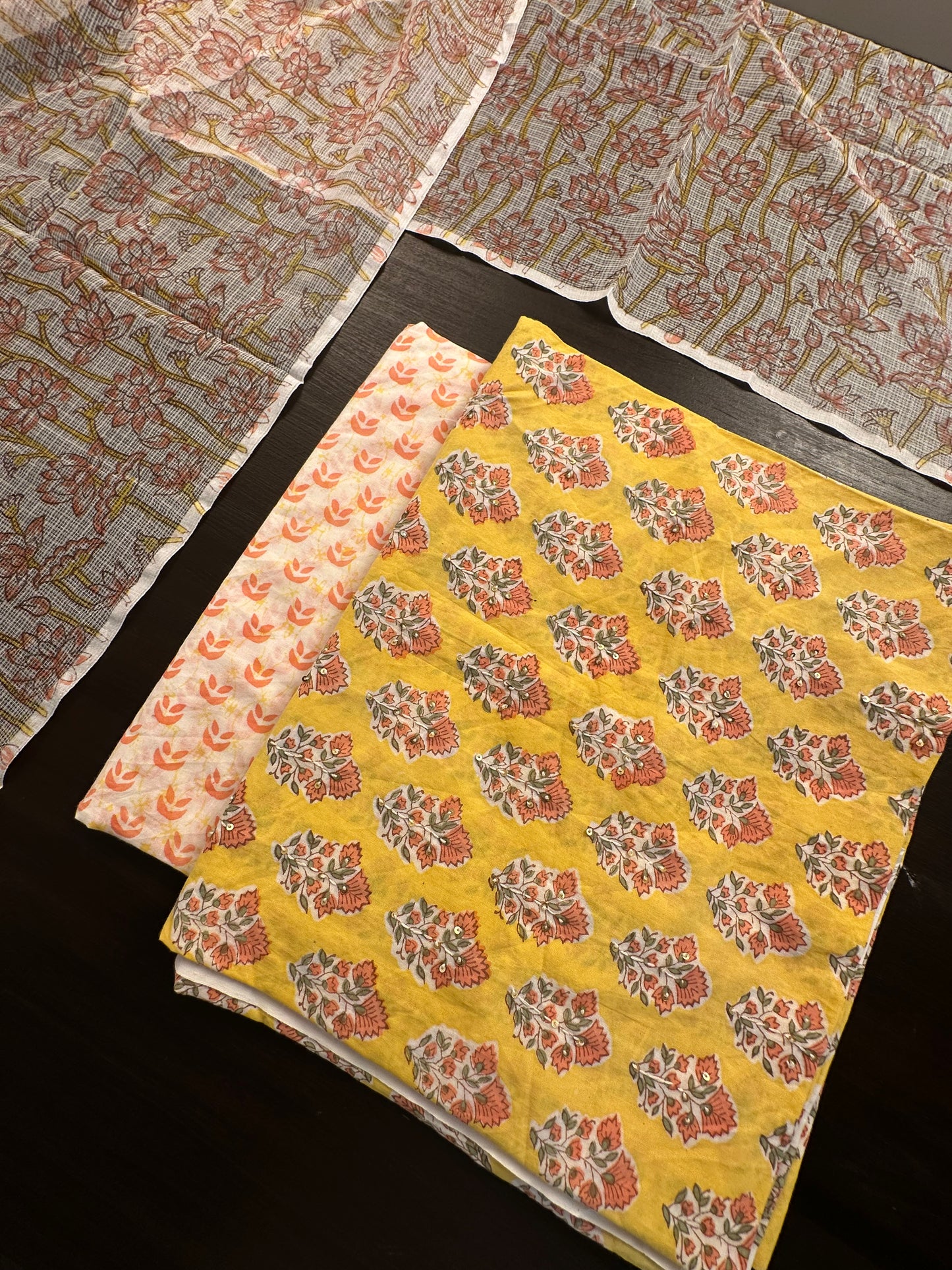Yellow Printed Pure Cotton Suit