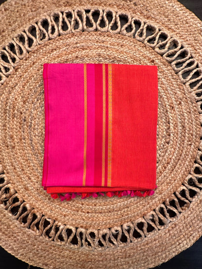 Red-Rani Piyali Bengal Cotton Saree