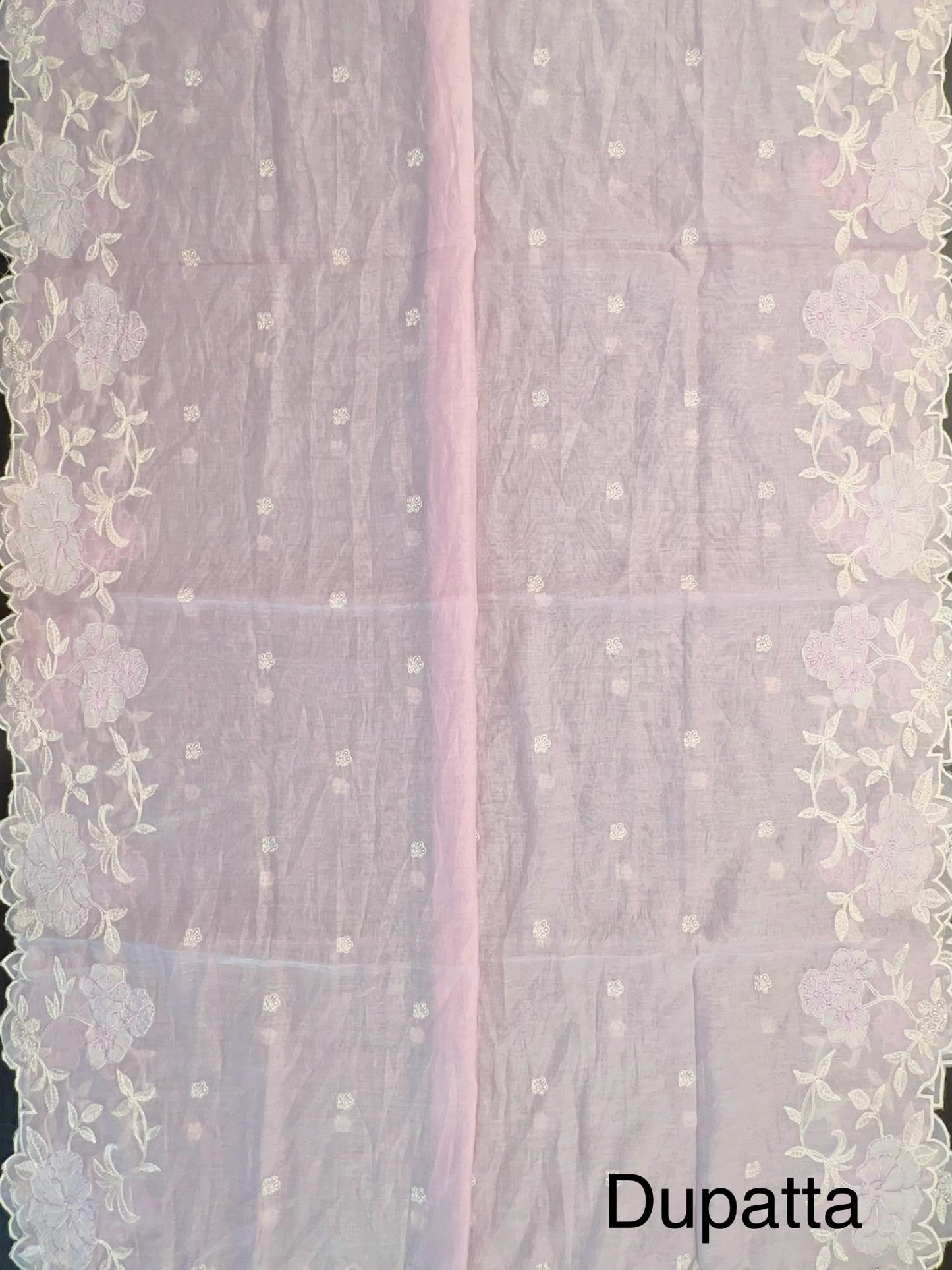 Pink Cotton Chanderi 3-Piece Unstitched Suit