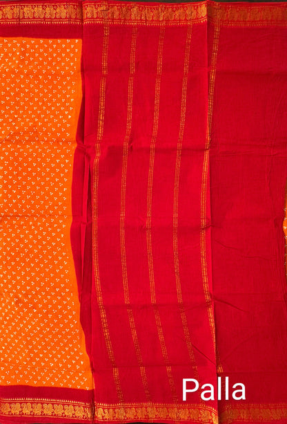 Orange Soongadi Cotton Saree