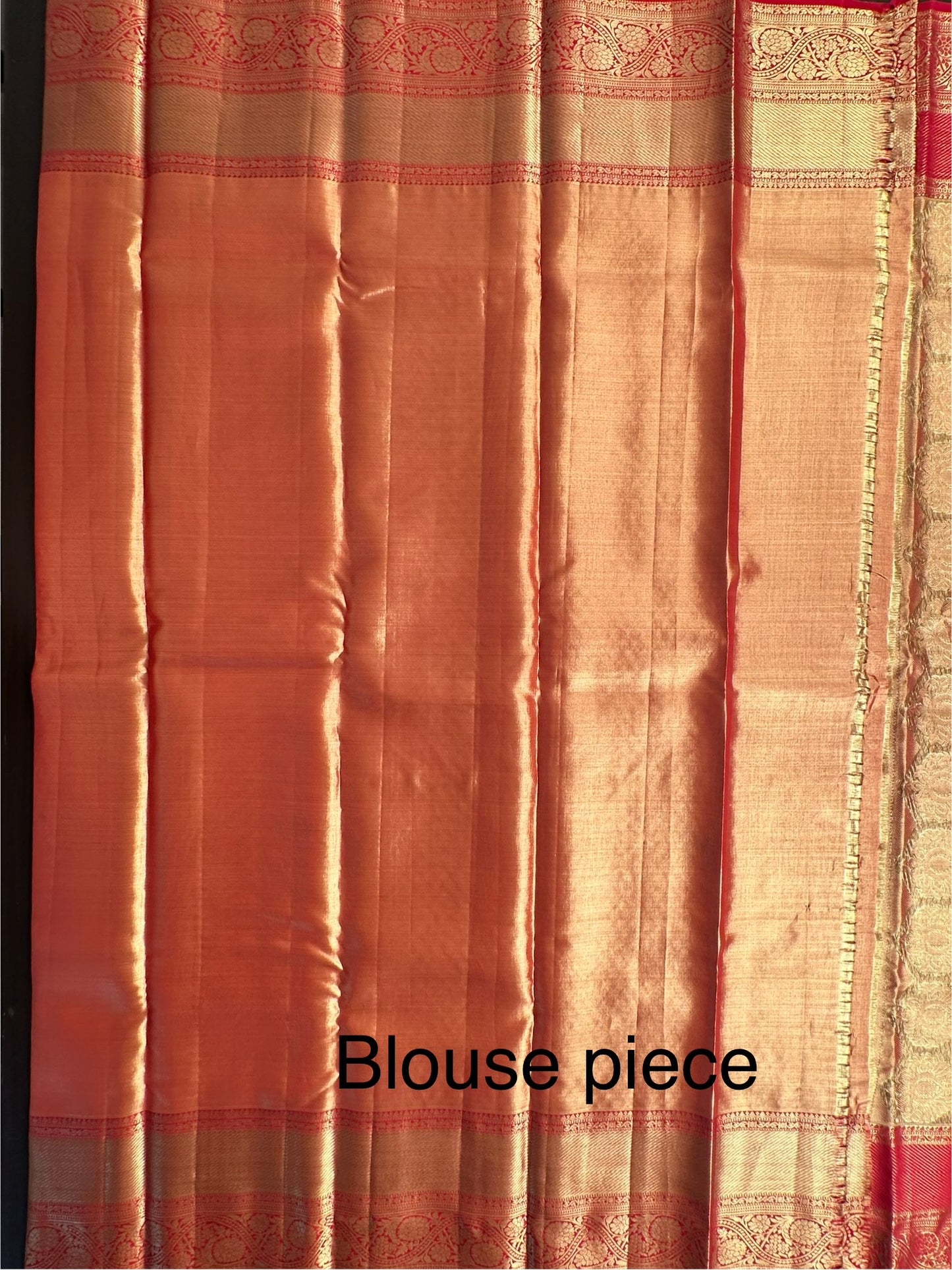 Golden - Red  Handloom Kanjivaram Jamawar Pure Tissue Silk Saree