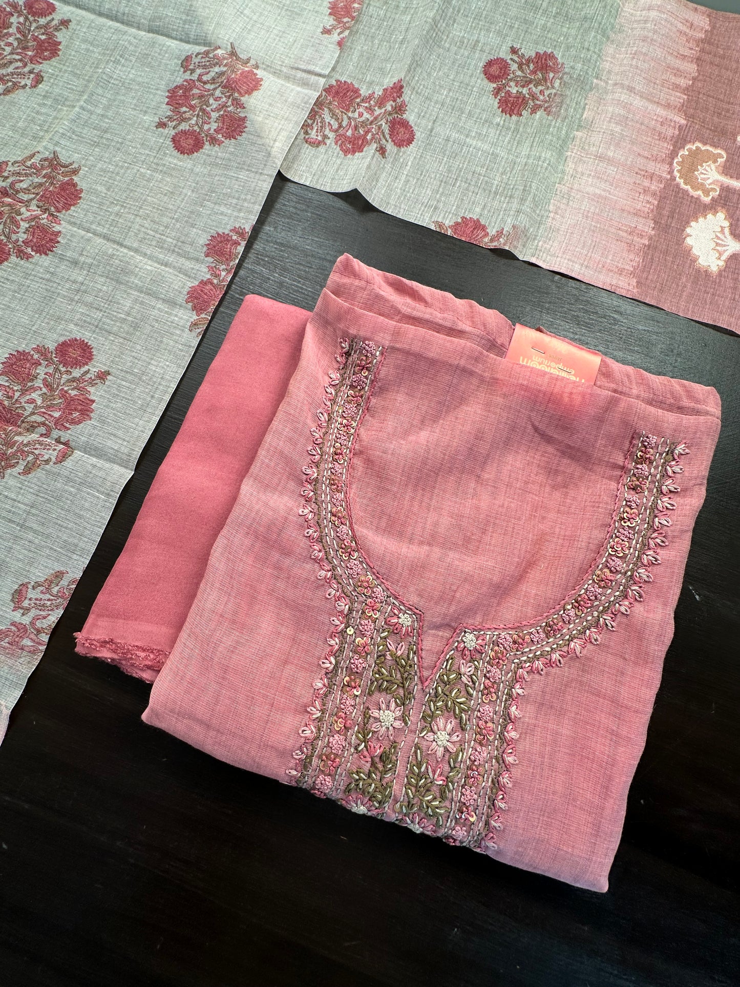 Pink Fancy Cotton 3-Piece Suit