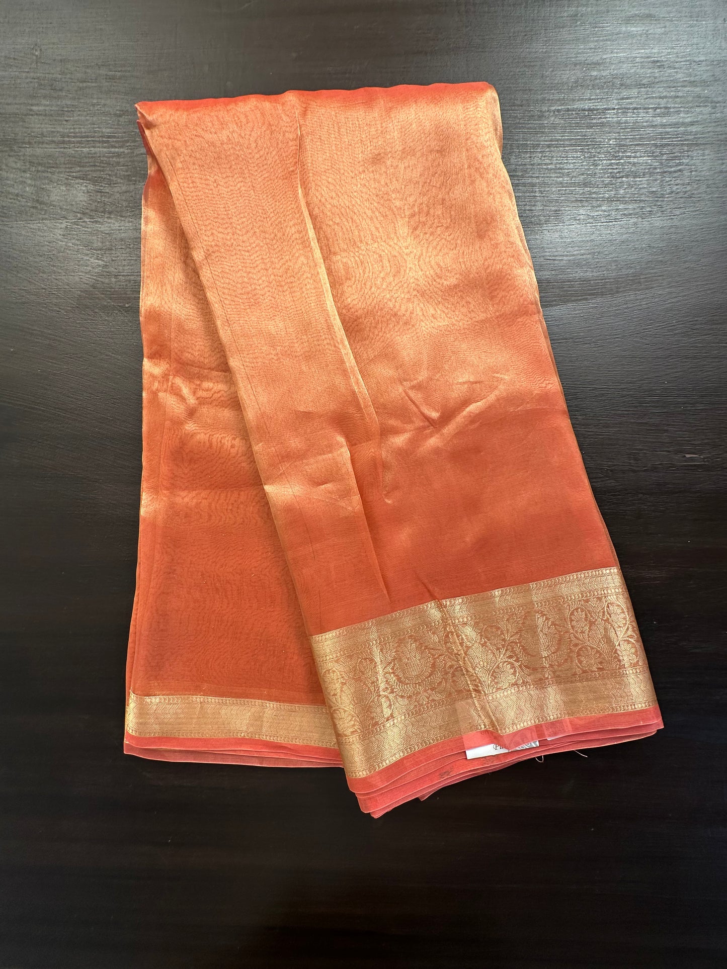 Peach Banarasi Pure Tissue Saree