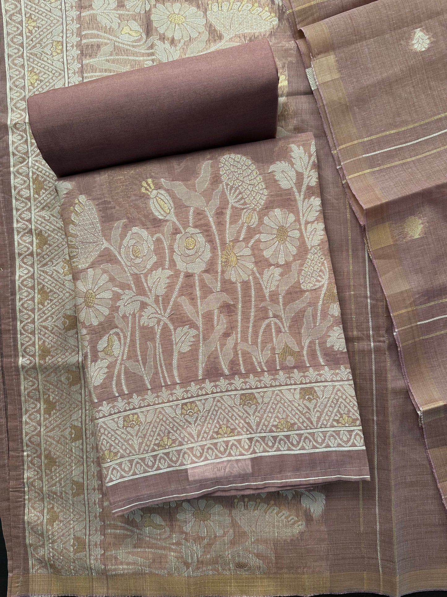 Dusky Pink Fancy Cotton 3-Piece Suit