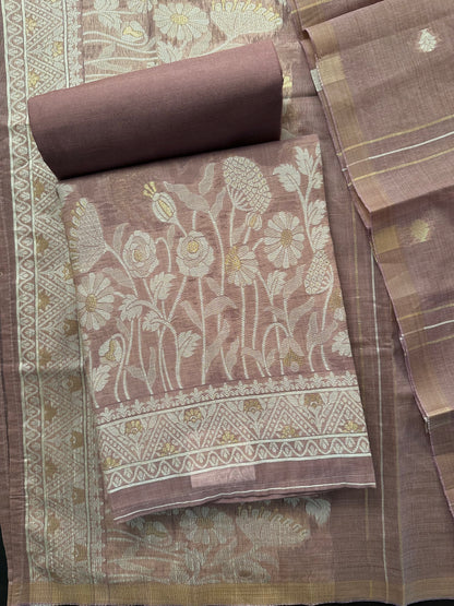 Dusky Pink Fancy Cotton 3-Piece Suit