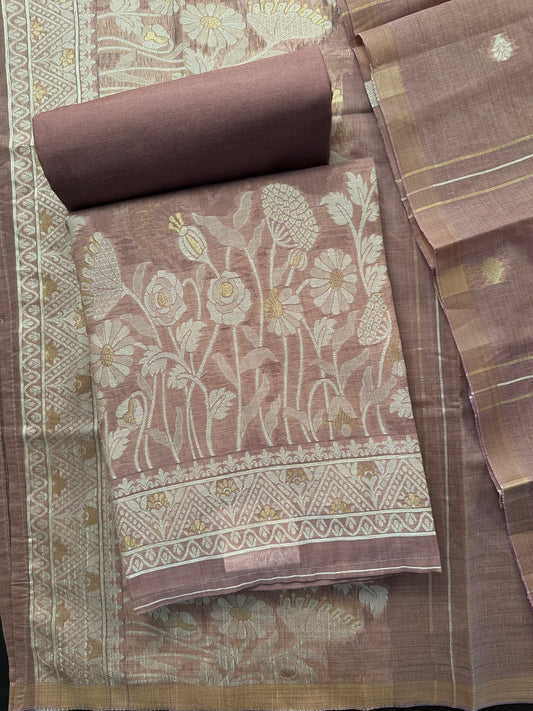 Dusky Pink Fancy Cotton 3-Piece Suit