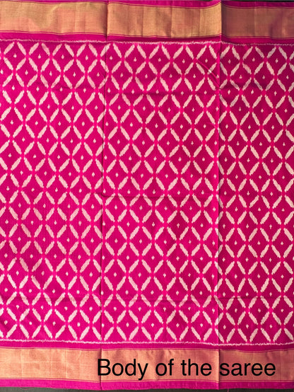 Magenta Ikkat Patola Handloom Silk Saree