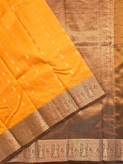 Mustard Pondicherry Pure Silk Saree