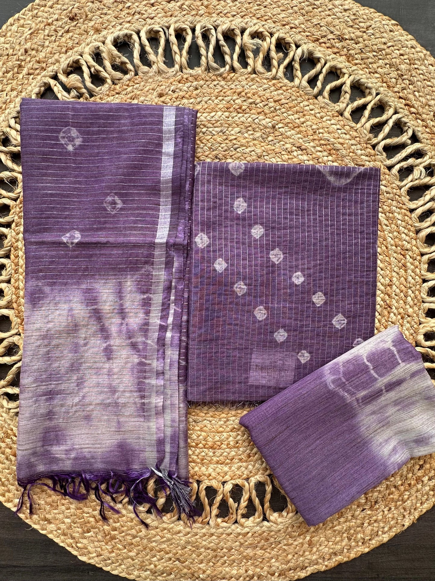 Purple Kumari Art Cotton 3-Piece Suit