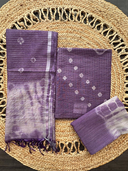 Purple Kumari Art Cotton 3-Piece Suit