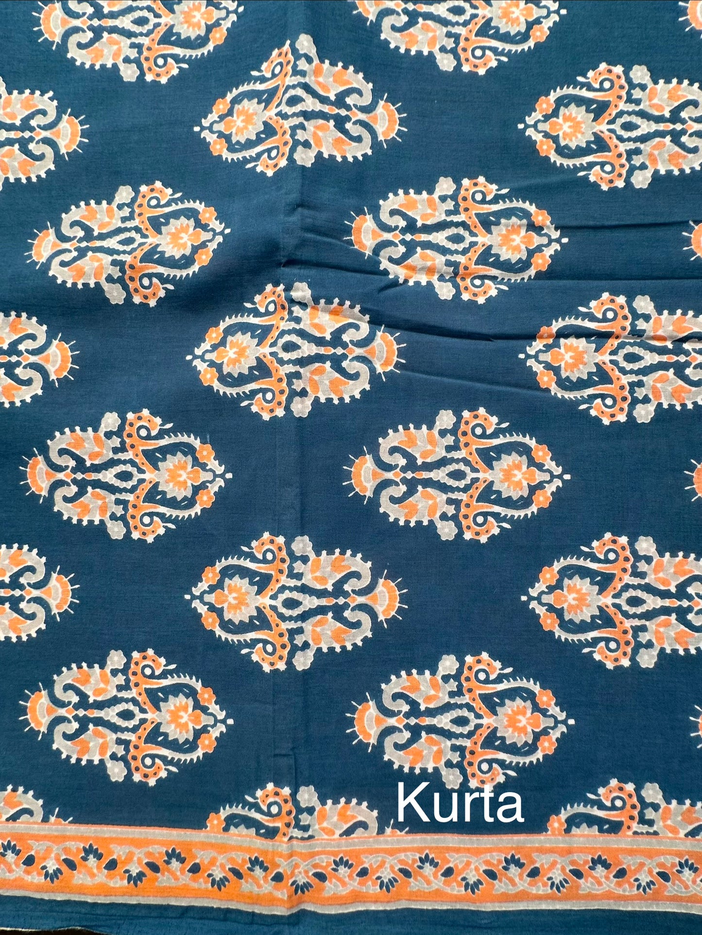 Blue Block Printed Pure Cotton Suit
