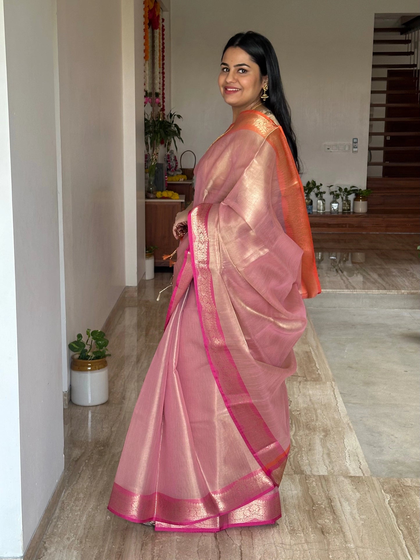 Pink Nimrit Tissue Saree