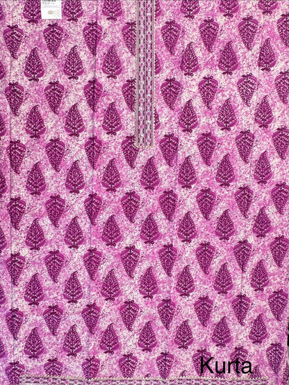Purple Jaipuri Necktie Cotton 3-Piece Suit