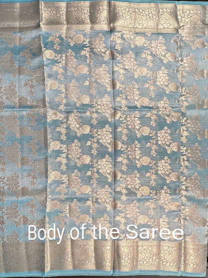 Sky Blue Tissue Silk Saree