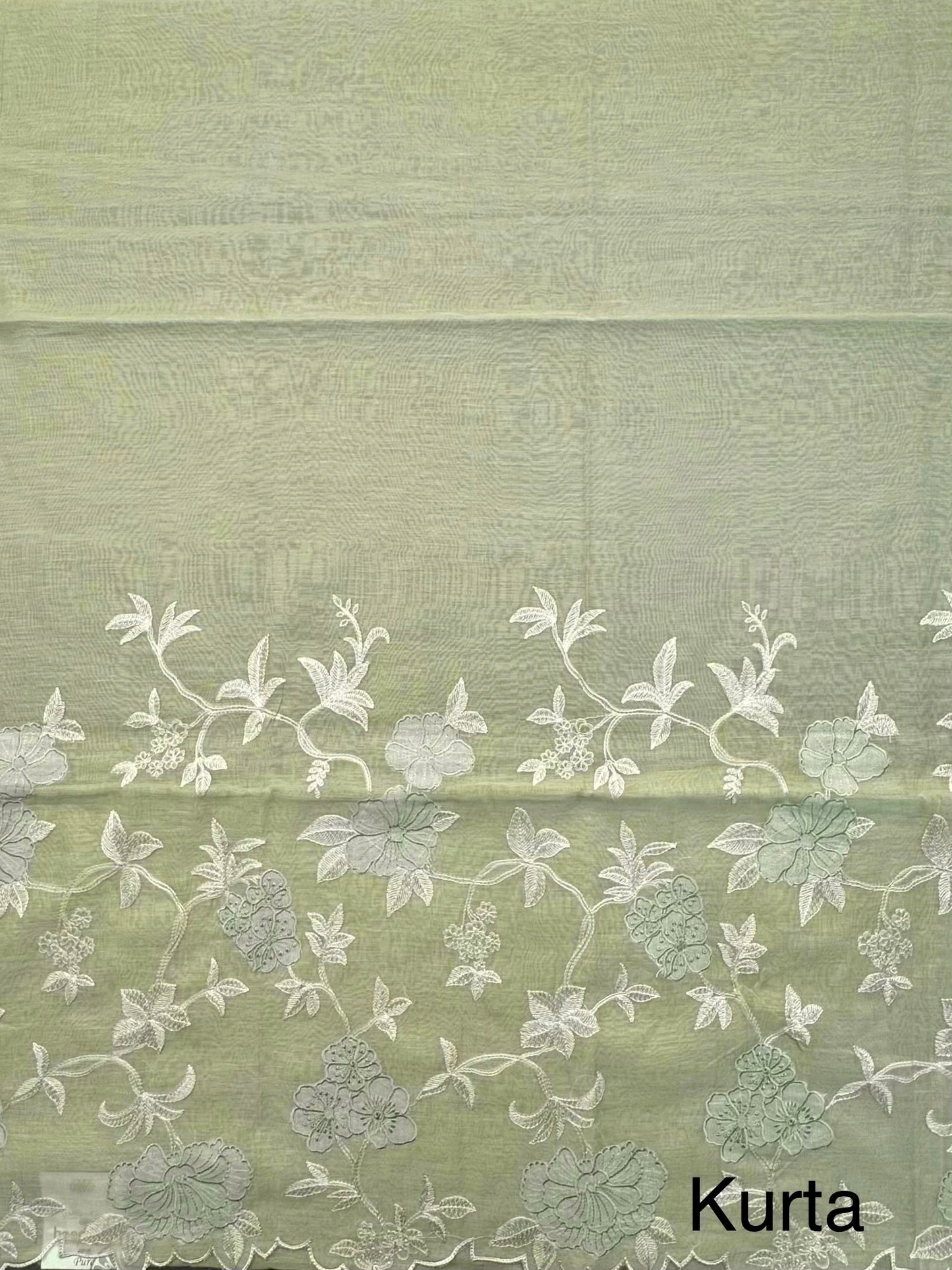 Pista Green Cotton Chanderi 3-Piece Unstitched Suit