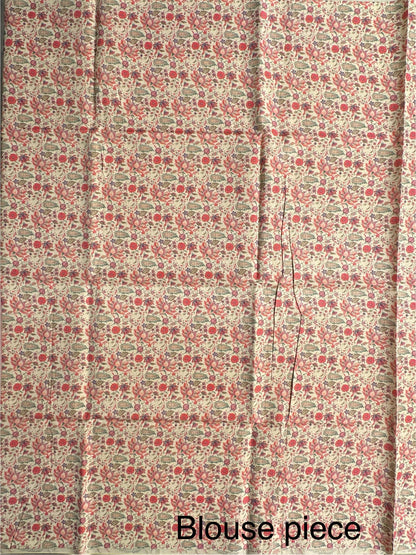 Pink-Beige Printed Art Silk Saree