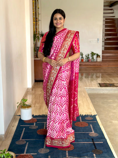 Rani Ikkat Pure Silk Saree