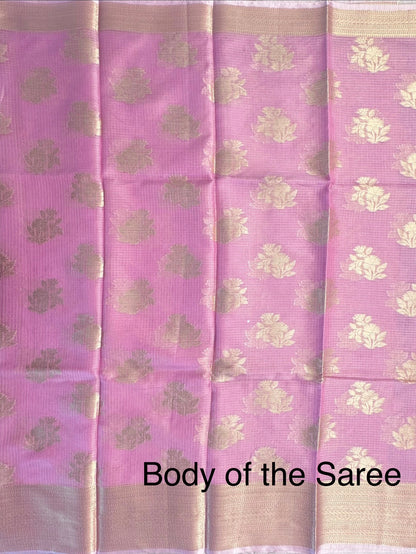 Mauve Arvita Kota Doria Fancy Cotton Saree