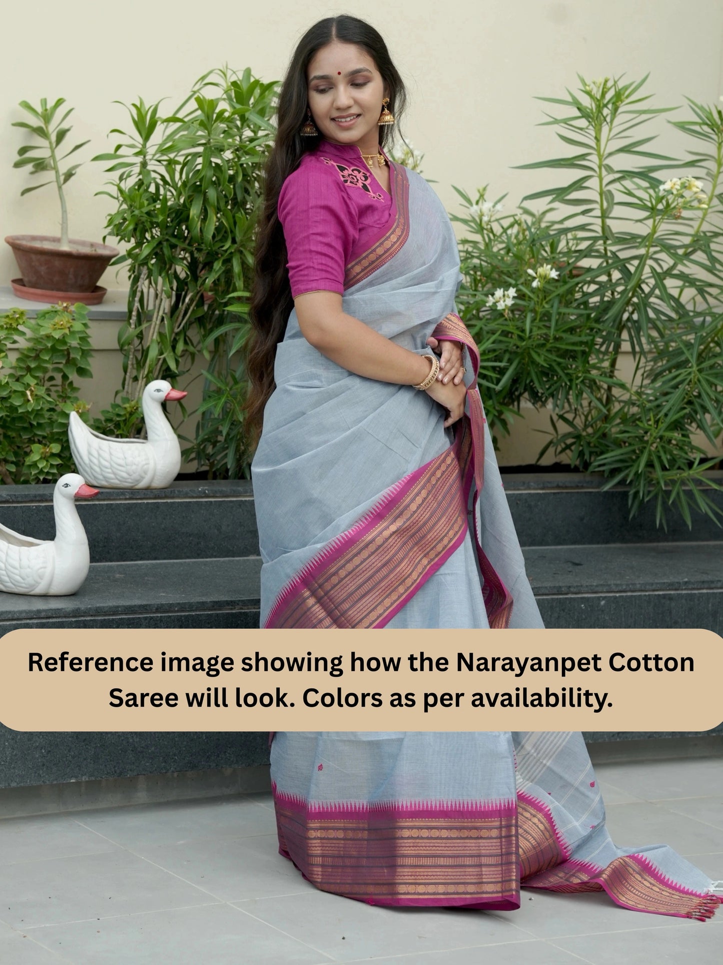 Grey Narayanpet Cotton Saree