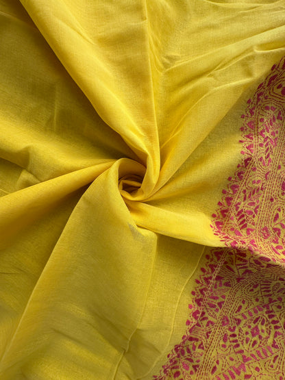 Cotton Saree With Kaantha  Embroidery