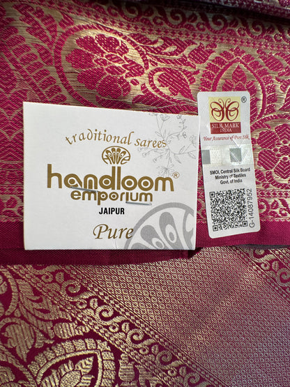 Magenta Handloom Kanjivaram Jamawar Pure Silk Saree