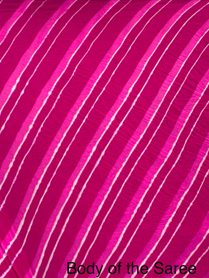 Rani-Pink Leheriya Pure Georgette Saree
