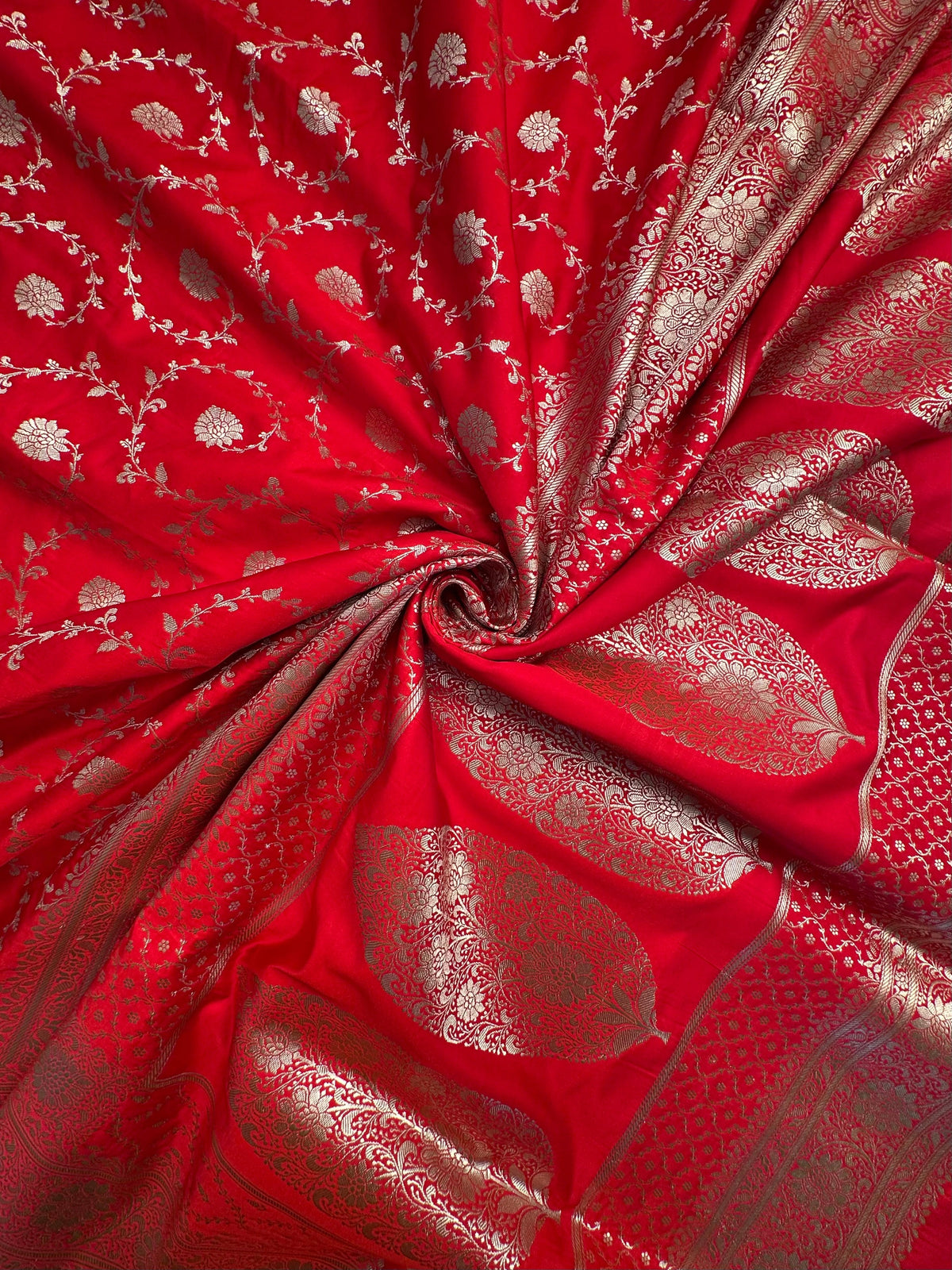 Red Banarasi Jaal Artificial Silk Saree
